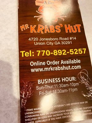 Menu photo 8 Mr Krabs Hut Union City, GA
