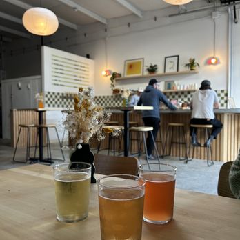 Shindig Cider - three glasses of beer on a table - Cideries Near Me - San Luis Obispo, California