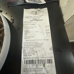 Receipt with Street Tacos and a Bottled Drink Receipt with Street Tacos and a Bottled Drink
