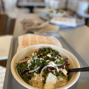 Naf Naf Grill - Build your own basmati with baba ganoush and chicken - Middle Eastern Near Me - Carmel, Indiana