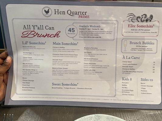 Menu photo 1 Hen Quarter Prime Washington, DC, DC