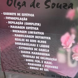 Olga de Souza - Serviços disponíveis no salão.