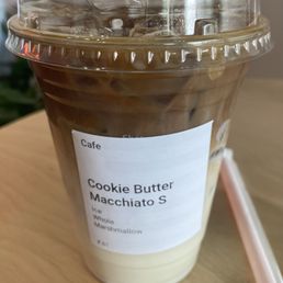 Iced Cookie Butter Macchiato w/ Marshmallow Syrup and Mini Marshmallows Iced Cookie Butter Macchiato w/ Marshmallow Syrup and Mini Marshmallows