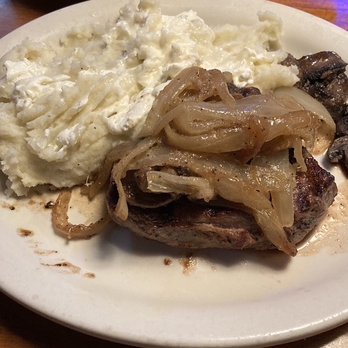 Texas Roadhouse - 6 oz sirloin steak dinner with sautéed onions and mushrooms plus mashed potatoes with butter. - Steakhouses Near Me - Albany, New York Texas Roadhouse - 6 oz sirloin steak dinner with sautéed onions and mushrooms plus mashed potatoes with butter. - Steakhouses Near Me - Albany, New York