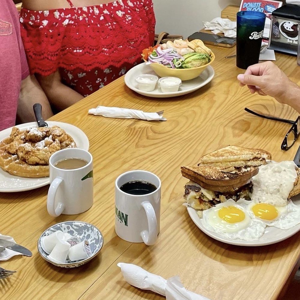 Chicken and Waffle, Chicken Fried Steak, and Ponte Verda salad. Chicken and Waffle, Chicken Fried Steak, and Ponte Verda salad.