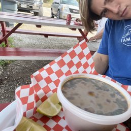 I dipped my tacos into this soup they gave me which tasted really good and that's my friend Robert in the back and me in the blue shirt. I dipped my tacos into this soup they gave me which tasted really good and that's my friend Robert in the back and me in the blue shirt.