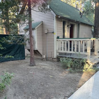 Sleepy Forest Cottages - Tarp covering backyard - Resorts Near Me - Big Bear Lake, California Sleepy Forest Cottages - Tarp covering backyard - Resorts Near Me - Big Bear Lake, California