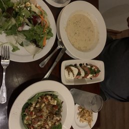 Pear salad, AMAZING soup, poke, & caprese salad.