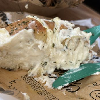 Calic Bagel - The inside of the Signature Calic (garlic) bagel... - Bagels Near Me - Los Angeles, California