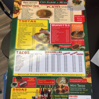 Tacos La Bala - English Menu - Mexican Near Me - South Houston, Texas