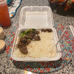 I paid $10+ for hibachi steak and broccoli, just white rice and only got a full plate of rice. This is ridiculous. Never eating here again! I paid $10+ for hibachi steak and broccoli, just white rice and only got a full plate of rice. This is ridiculous. Never eating here again!