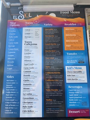 Menu photo 3 Taqueria El Sol Seattle, WA Menu photo 3 Taqueria El Sol Seattle, WA