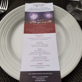 Pinstripes - Menu for $79 pre-paid 4 course dinner 4th of July special - New American Near Me - Chicago, Illinois Pinstripes - Menu for $79 pre-paid 4 course dinner 4th of July special - New American Near Me - Chicago, Illinois
