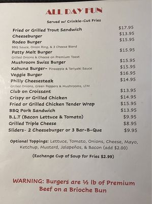 Menu photo 2 High's Restaurant Monterey, VA Menu photo 2 High's Restaurant Monterey, VA