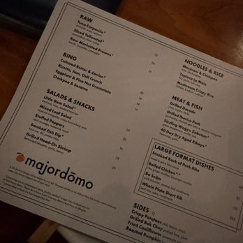 Majordomo - Menu - New American Near Me - Los Angeles, California