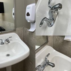 M&D Cleaning Services - Bathroom sink area, heavy dirt & debris removed with Eco-friendly products.