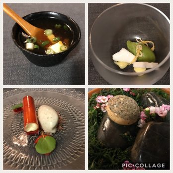 Sons & Daughters - Consommé, tarragon sorbet with lemon cream and crispy milk, strawberries and cream with black truffle ice cream and hibiscus, profiterole - New American Near Me - San Francisco, California Sons & Daughters - Consommé, tarragon sorbet with lemon cream and crispy milk, strawberries and cream with black truffle ice cream and hibiscus, profiterole - New American Near Me - San Francisco, California