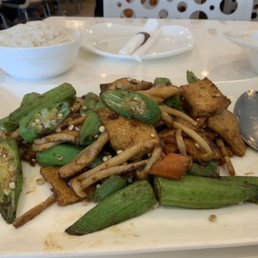 Tofu with okra and XO sauce Tofu with okra and XO sauce