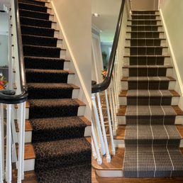 Before on the left and new carpet on the right