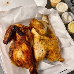 Golden Llama Peruvian Rotisserie & Grill - Whole Chicken with various sauces
