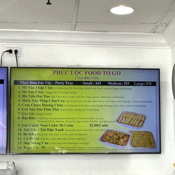 Phuc Loc Food To Go - Menu 10/2025 - Vietnamese Near Me - Westminster, California