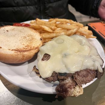 Grafton Tavern - Mushroom and Swiss burger with fries - American Near Me - Carleton, Michigan