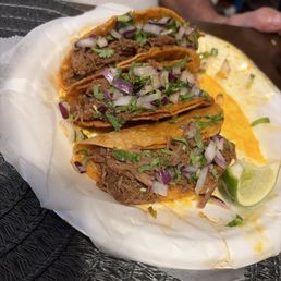 Birria Tacos with hard shell. Birria Tacos with hard shell.
