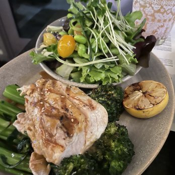 Pacific Catch - Umami style sea bass with miso Miso-Butter Broccolini and House Salad - Seafood Near Me - Mountain View, California