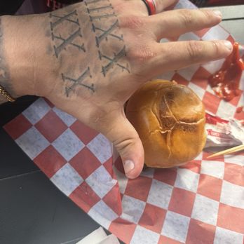 Bonehead Burger Co - Size of burger compared to hand. - Burgers Near Me - San Diego, California