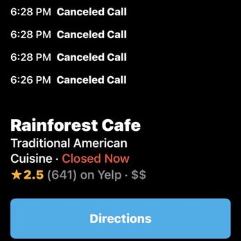 Rainforest Cafe - Ic canceled calls or HOST on her cell phone not using good work ethic to exceed customers expectations. - American Near Me - San Antonio, Texas Rainforest Cafe - Ic canceled calls or HOST on her cell phone not using good work ethic to exceed customers expectations. - American Near Me - San Antonio, Texas