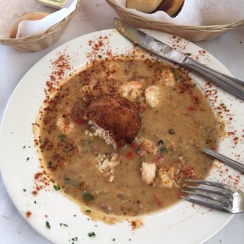 Fisherman's Corner - Shrimp and Grits. They take the grits and fry it up in a ball! - Cajun/Creole Near Me - Pensacola, Florida