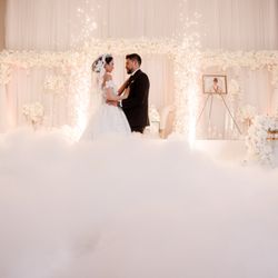 Talent Productions - Luxury wedding first dance featuring dancing on a cloud and indoor cold sparklers at The Star Edmonton.