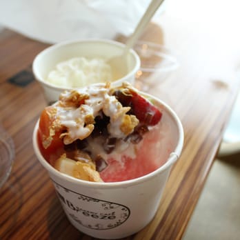 Breeze Bakery Cafe - bing soo with strawberry ice-coffee jelly, mochi, corn flakes, condensed milk, mango, strawberry - Bakeries Near Me - Annandale, Virginia