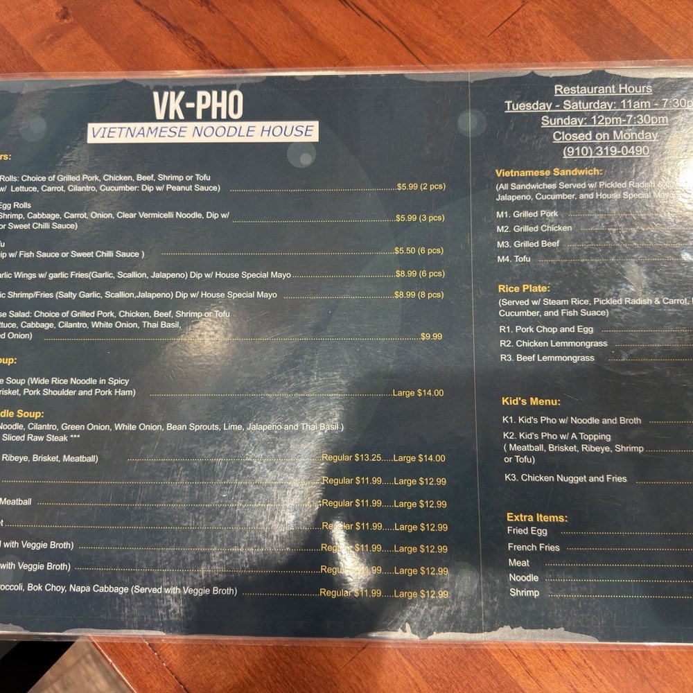 Vk Pho - Food Menu - June 2026 - Vietnamese Near Me - Hampstead, North Carolina Vk Pho - Food Menu - June 2026 - Vietnamese Near Me - Hampstead, North Carolina