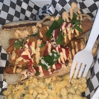 Trap Kitchen PDX - Cajun Po Boy with fried salmon and shrimp! - Barbeque Near Me Trap Kitchen PDX - Cajun Po Boy with fried salmon and shrimp! - Barbeque Near Me