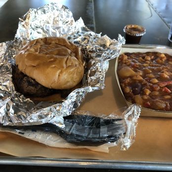 Wood's Chapel BBQ - Brisket sandwich with side of beans. - Barbeque Near Me - Atlanta, Georgia Wood's Chapel BBQ - Brisket sandwich with side of beans. - Barbeque Near Me - Atlanta, Georgia