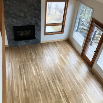 Sunrock Floors - Stone Appearance Fireplace Tile - Solid Oak Flooring Finished On-site - Flooring Near Me - Castle Rock, Colorado
