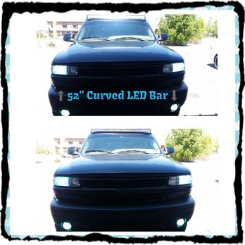 Blinding HID-LED - 2012 Chevy Tahoe 6K Kits on Lows & Fogs with 52" Curved LED Light Bar - Auto Parts & Supplies Near Me - Tucson, Arizona Blinding HID-LED - 2012 Chevy Tahoe 6K Kits on Lows & Fogs with 52" Curved LED Light Bar - Auto Parts & Supplies Near Me - Tucson, Arizona