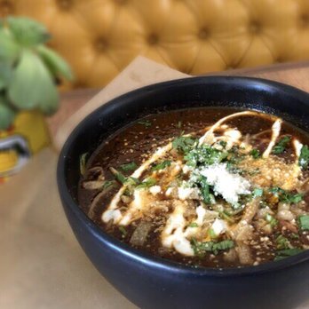Tato - Tortilla Soup: Roasted tomato, pasilla, cilantro, avocado (missing), crema, shallots, lime | $6 - Mexican Near Me - San Francisco, California