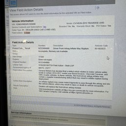 "Driver front Airbag inflator may rupture". "my result in injury or death to Vehicle occupants" "Driver front Airbag inflator may rupture". "my result in injury or death to Vehicle occupants"