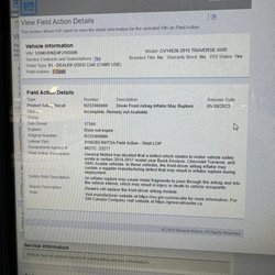 Rogers Dabbs Chevrolet - "Driver front Airbag inflator may rupture".  "my result in injury or death to Vehicle occupants"
