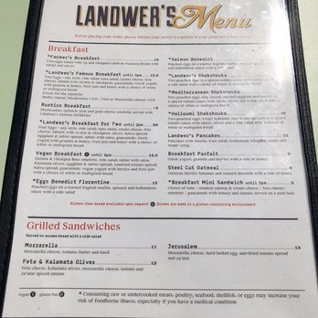 Cafe Landwer - Menu - Breakfast & Brunch Near Me - Boston, Massachusetts