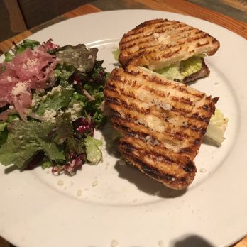 Vero Pizzeria - Panini with oak roasted chicken, romaine, Parmesan dressing, and tapenade on Semolina bread - Italian Near Me - Atlanta, Georgia Vero Pizzeria - Panini with oak roasted chicken, romaine, Parmesan dressing, and tapenade on Semolina bread - Italian Near Me - Atlanta, Georgia