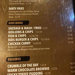 Knox's Bar - Kids menu