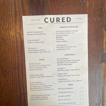Cured - Happy hour Menu - Cocktail Bars Near Me - San Antonio, Texas