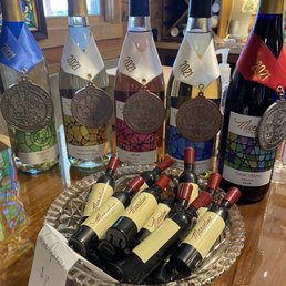 a variety of wines on display