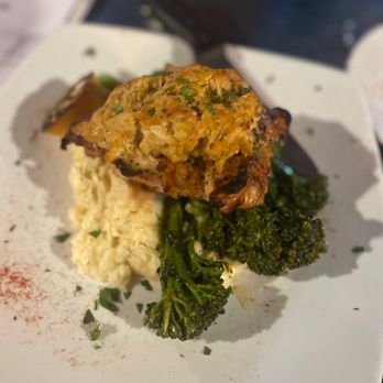 Maggie's Farm - Chesapeake Chicken entree w/ Smoked Gouda Mashed Potatoes & broccolini. - New American Near Me - Baltimore, Maryland