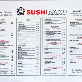 Sushi Raku - Menu - Japanese Near Me - Tamarac, Florida Sushi Raku - Menu - Japanese Near Me - Tamarac, Florida