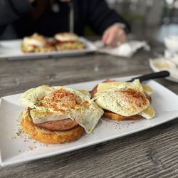 Rosemary Cafe - French breakfast (croque madame, foreground) Avocado toast (background)