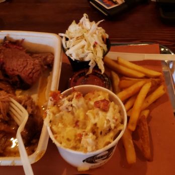 Mighty Quinn's Barbeque - A two meat combo. Mine was pulled pork and brisket. But you have a choice. Side of macaroni and coleslaw and pomfret's. - Barbeque Near Me - Clifton, New Jersey Mighty Quinn's Barbeque - A two meat combo. Mine was pulled pork and brisket. But you have a choice. Side of macaroni and coleslaw and pomfret's. - Barbeque Near Me - Clifton, New Jersey